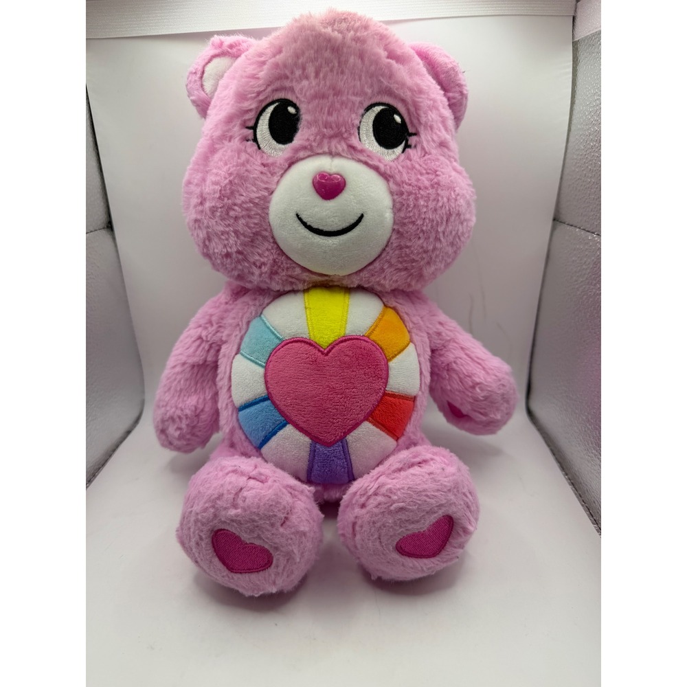 Care Bears Hopeful‎ Heart Bear Pink Plush Basic Fun 2021 Rainbow Heart 12521FE